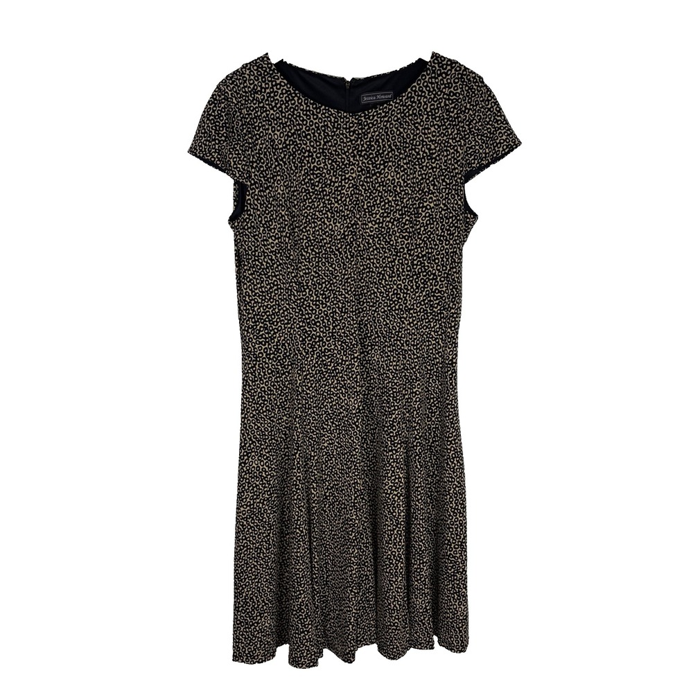 Jessica Howard Dress Size 14 Tan Black Career Wear Staple Flowy Classic